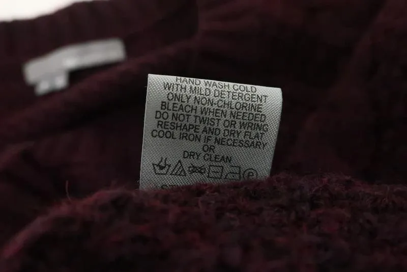 360 Sweater Merlot Cable Knit Wool Blend Size Small High-Low Pullover