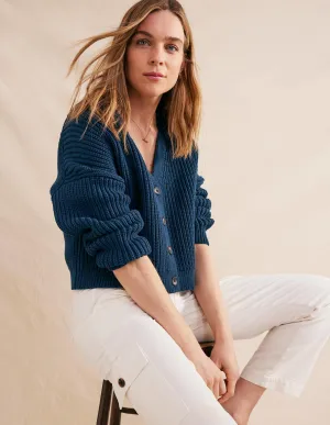 Oversized Ribbed Cardigan-Navy