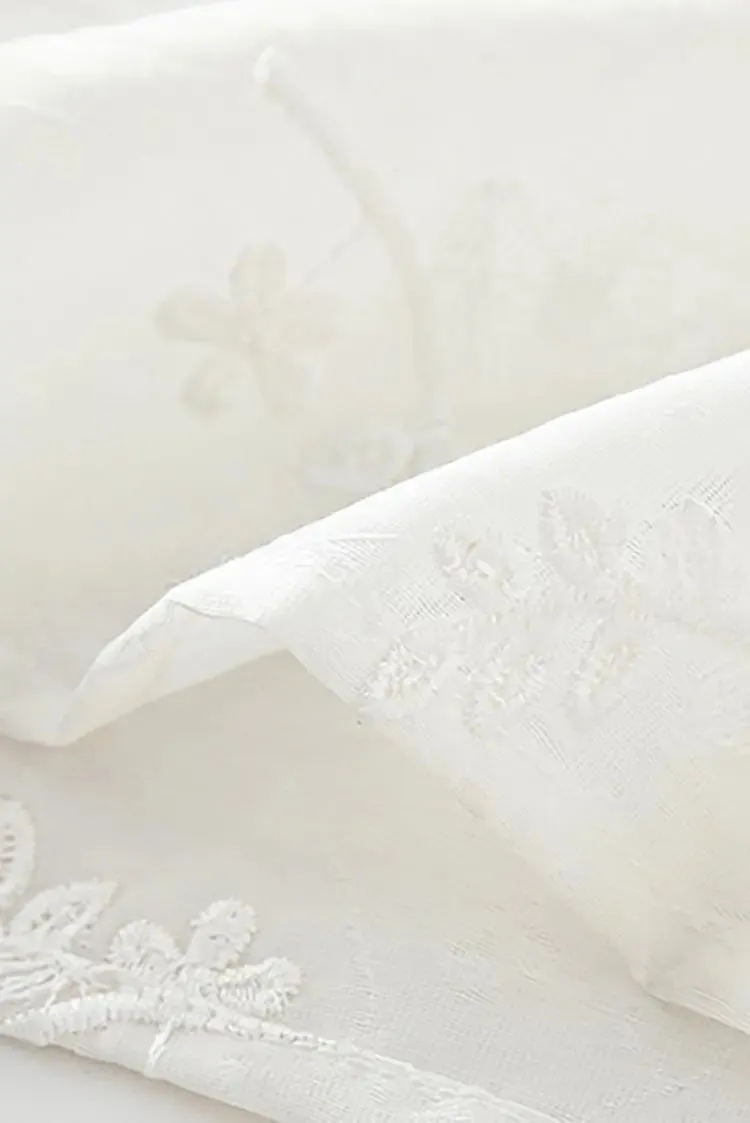 White Flowy Halter Embroidered Dress